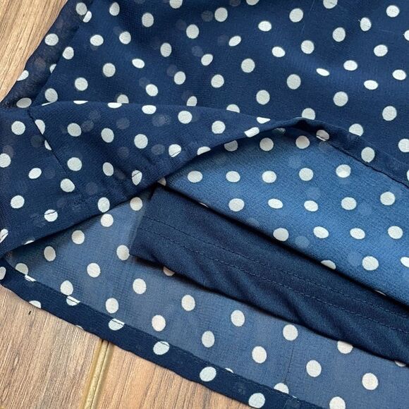 Divided Navy/white polka dot sleeveless mini summer dress. Size 4 - Picture 3 of 8